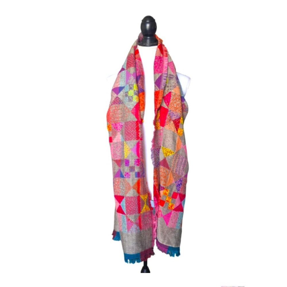 Patchwork Embroidered Multicolor Extra Large Scar… - image 2